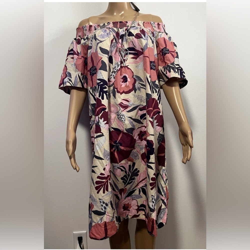 V5.   Floral Pink and Cream Dress